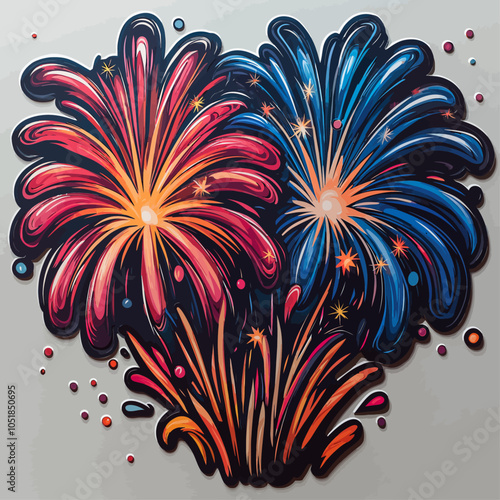 Dazzling Fireworks Die Cut Vinyl Sticker Design