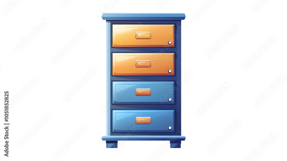Colorful nightstand with four drawers, isolated on transparent background. Colorful nightstand with four drawers, isolated on transparent background.
