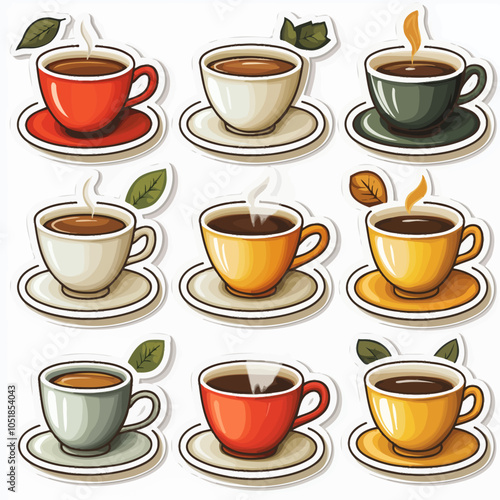 Hot Tea and Coffee Cup Die-Cut Vinyl Stickers