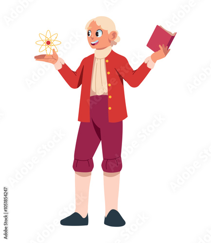 isaac newton scientist with atom