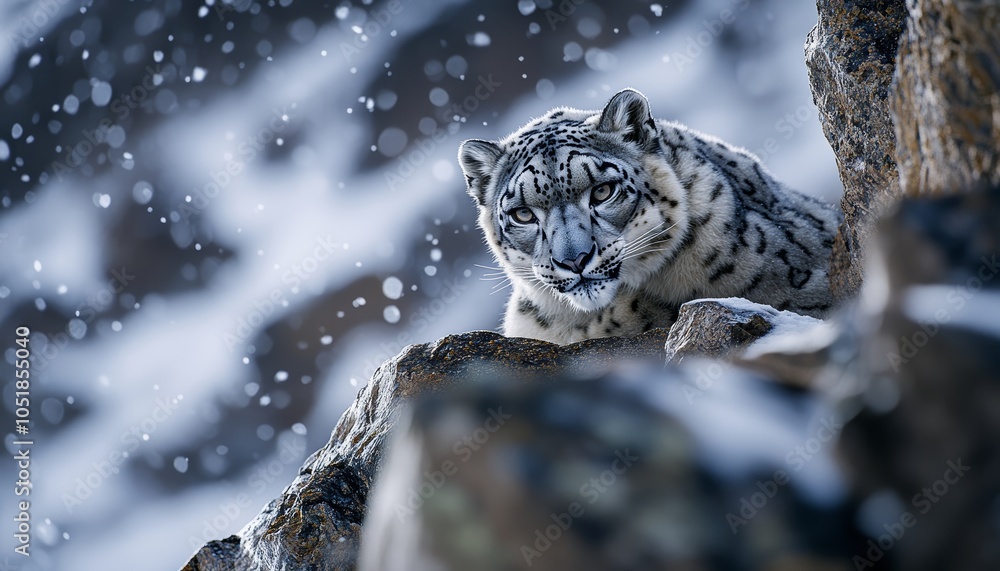 Obraz premium Snow Leopard in its Natural Habitat