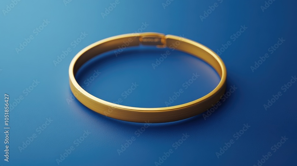 Elegant Gold Bangle on Blue Background Elegant Gold Bangle on Blue Background