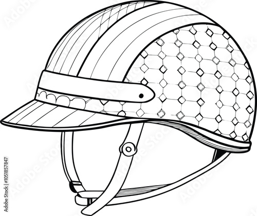 Black and white horse jockey helmet design