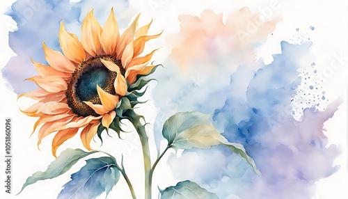 watercolor painting of sunflowers