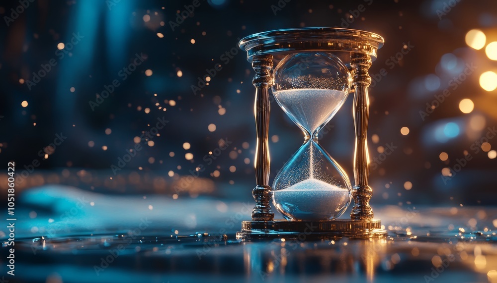 Suspended Hourglass with Sand Sprinkling in the Air