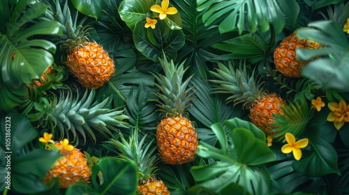 fresh pineapple fruits on background