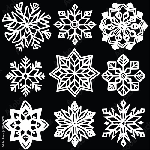 Die Cut Vinyl Snowflake Stickers: Geometric Festive Designs