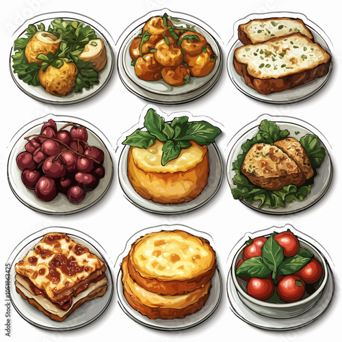 Holiday Feast Food Stickers, Die-Cut Vinyl Set