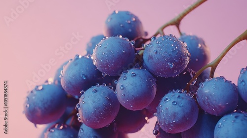 Wallpaper Mural Close-Up of Fresh Blue Grapes with Water Droplets Torontodigital.ca
