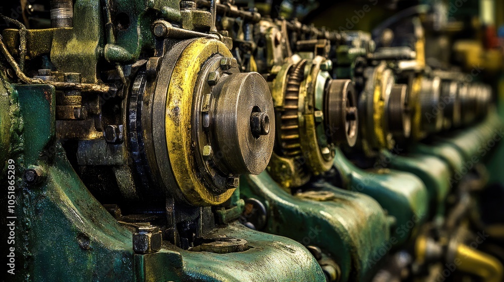 Fototapeta premium Close-up of Industrial Engine Components in Detail