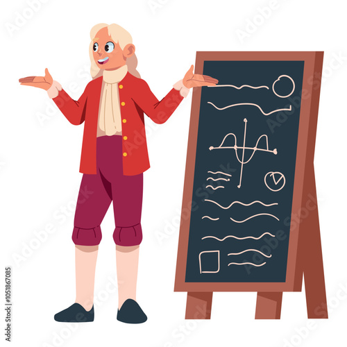 isaac newton teaching with blackboard