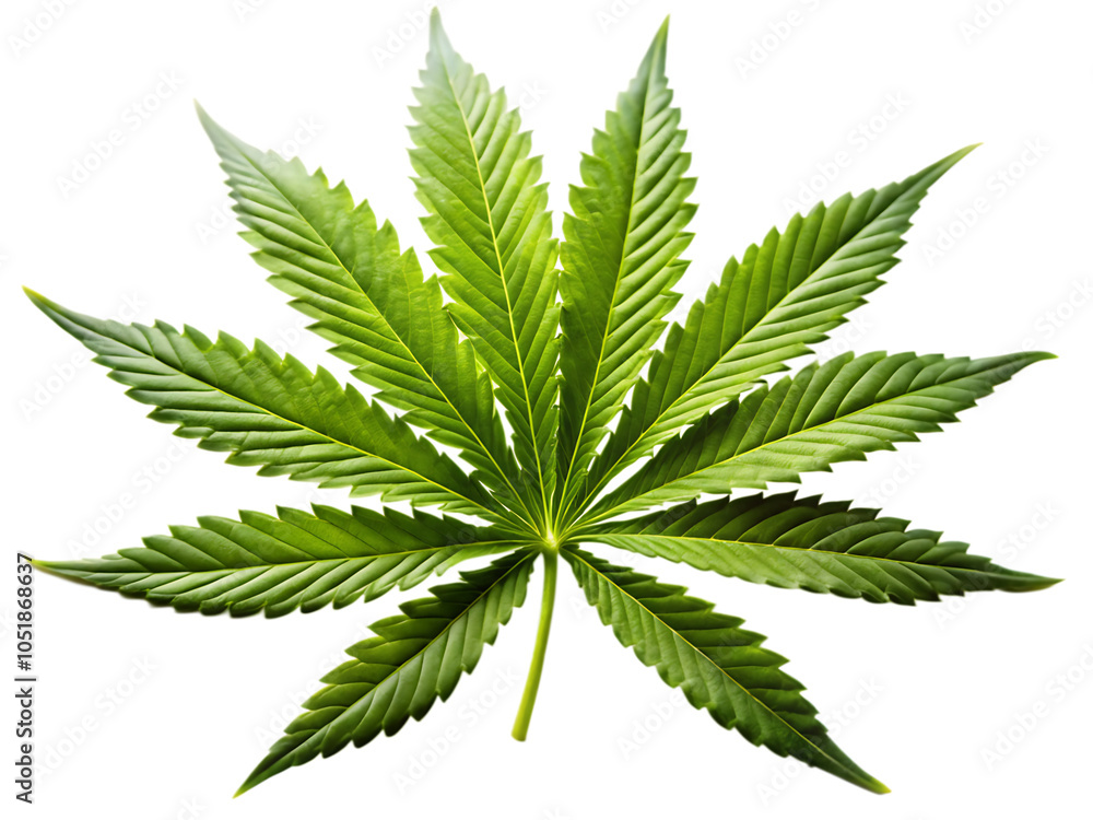 cannabis plant leaf on white background.AI GENERATED cannabis plant leaf on white background.AI GENERATED