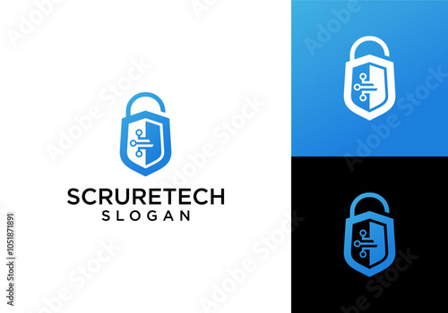 technology padlock logo vector. electronic key logo vector. technology shield logo vector