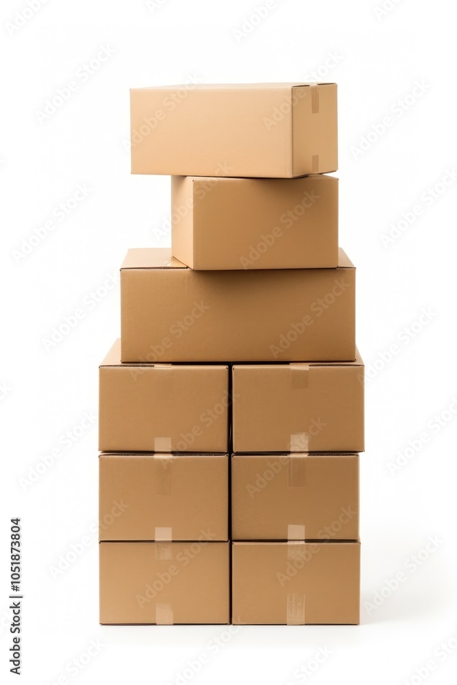 Obraz premium Cardboard box carton white background architecture.