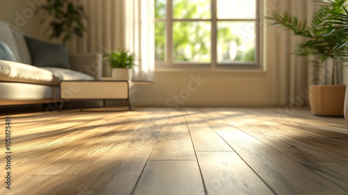 wooden floor with living room