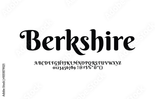 Berkshire font for logo and headline. Isolated vector typeset