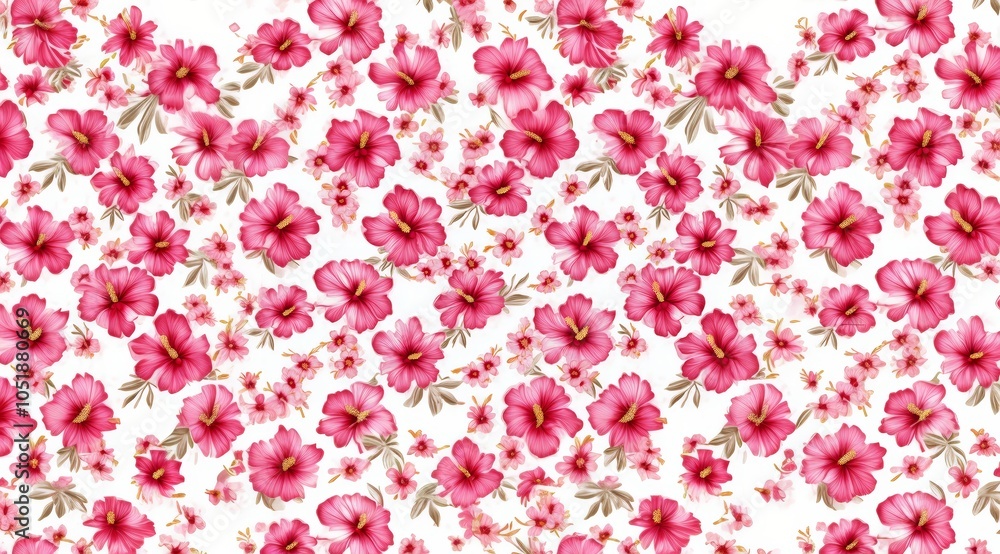 Obraz premium pink floral batik pattern on white background malaysia batik design 