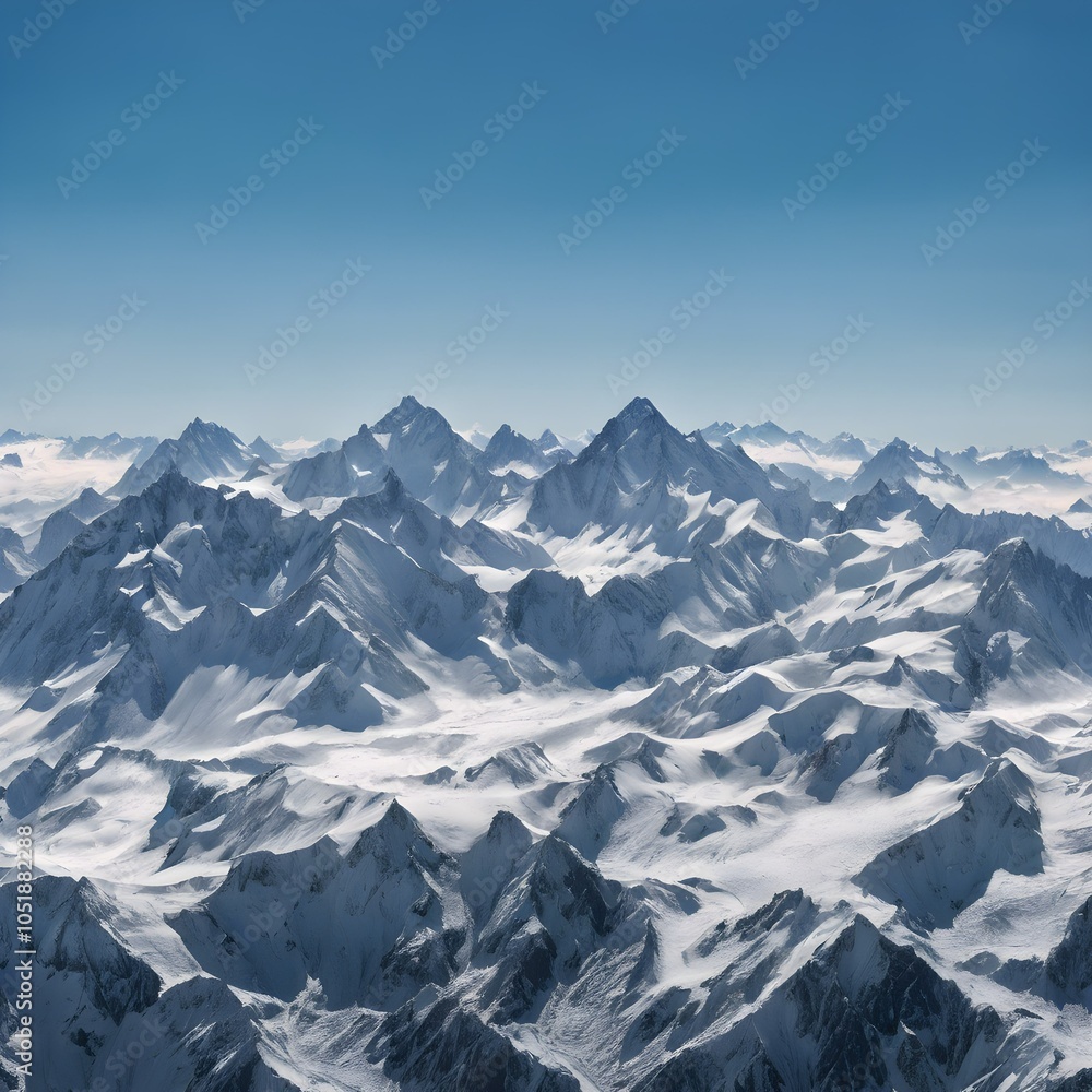 Obraz premium Majestic Snow-Capped Mountains Against a Clear Blue Sky