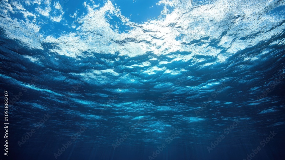 Tranquil Deep Ocean Blue Background with Subtle Lighting Tranquil Deep Ocean Blue Background with Subtle Lighting