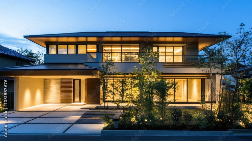 Fototapeta premium Architectural design and modern, minimalist exterior home design 