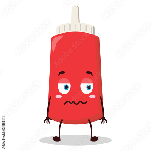 cute nope expression of tomato sauce bottle character