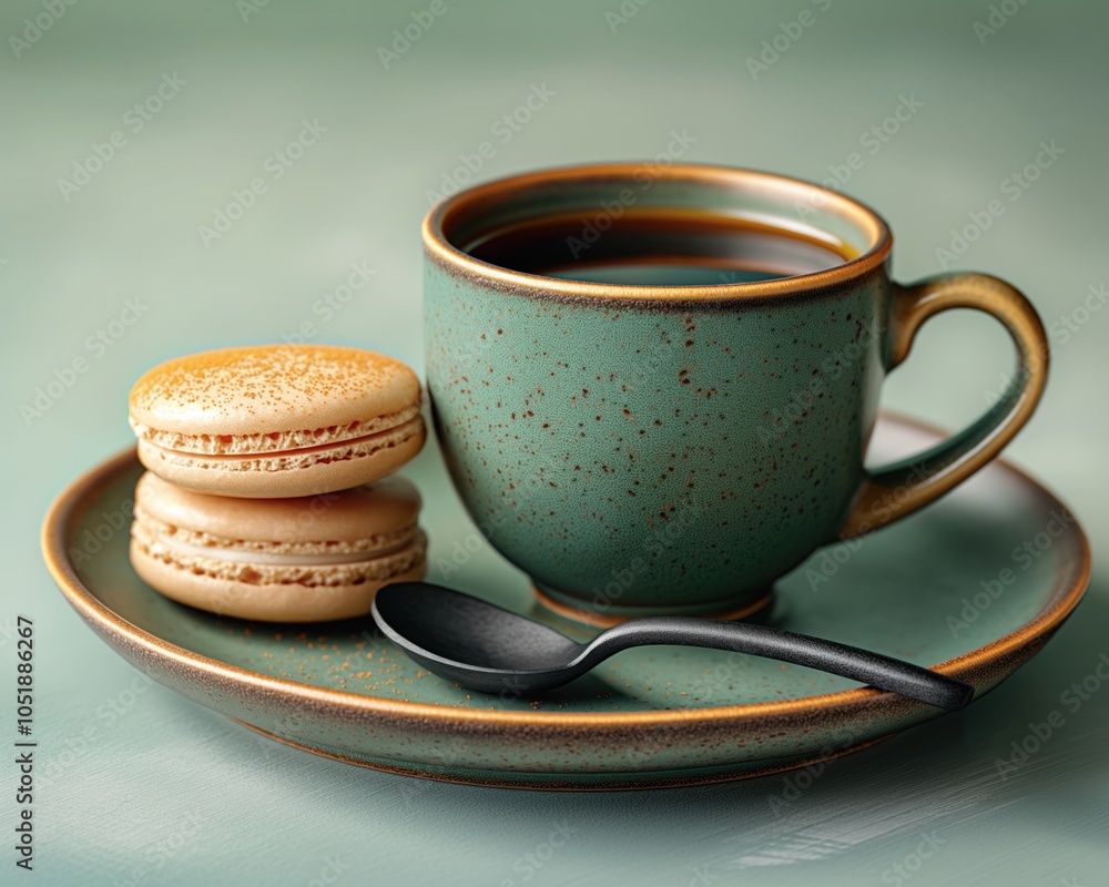 hot coffee with macaron hot coffee with macaron