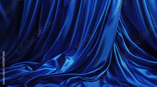 Rich Blue Satin Drapery with Soft Lighting