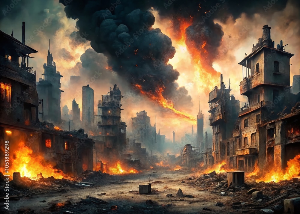 Devastation of War: A Candid Look at a Destroyed Cityscape in 4K Time-Lapse Devastation of War: A Candid Look at a Destroyed Cityscape in 4K Time-Lapse