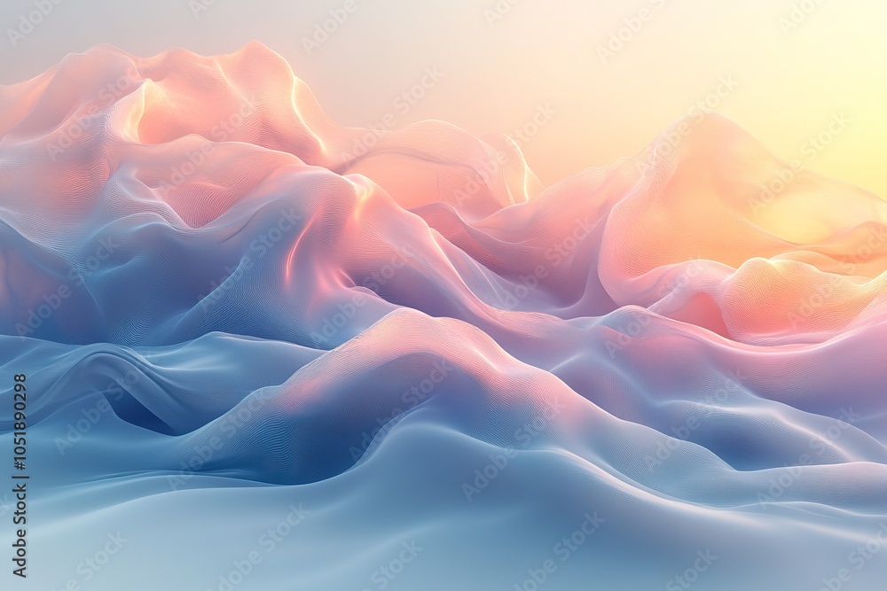 Obraz premium Abstract wave pattern with soft pastel colors and warm light.