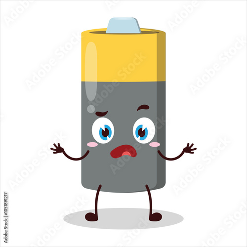 cute don't know expression of battery character