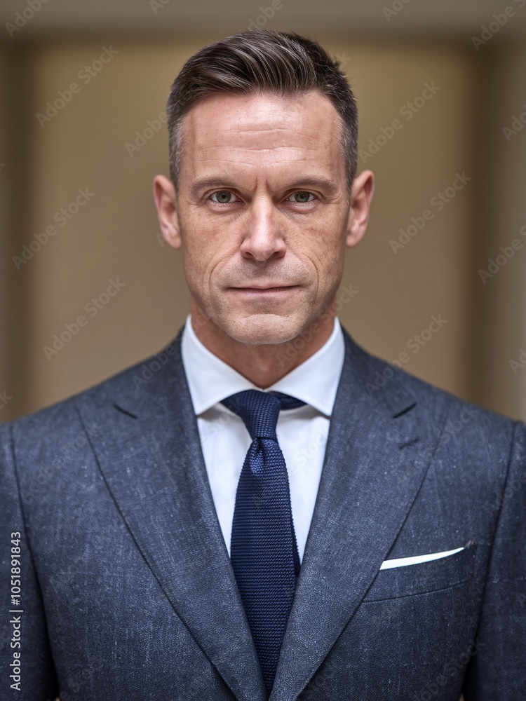 Confident Businessman in Formal Suit and Tie Confident Businessman in Formal Suit and Tie
