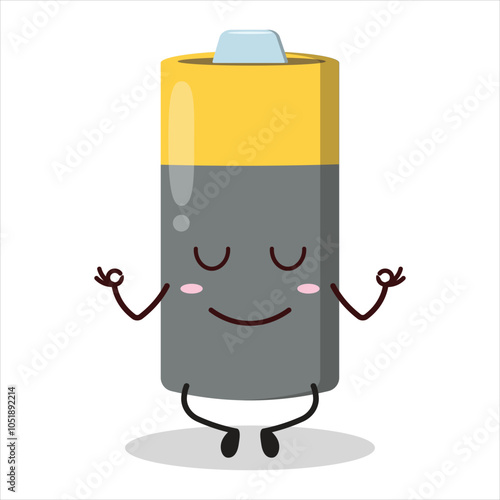cute yoga expression of battery character
