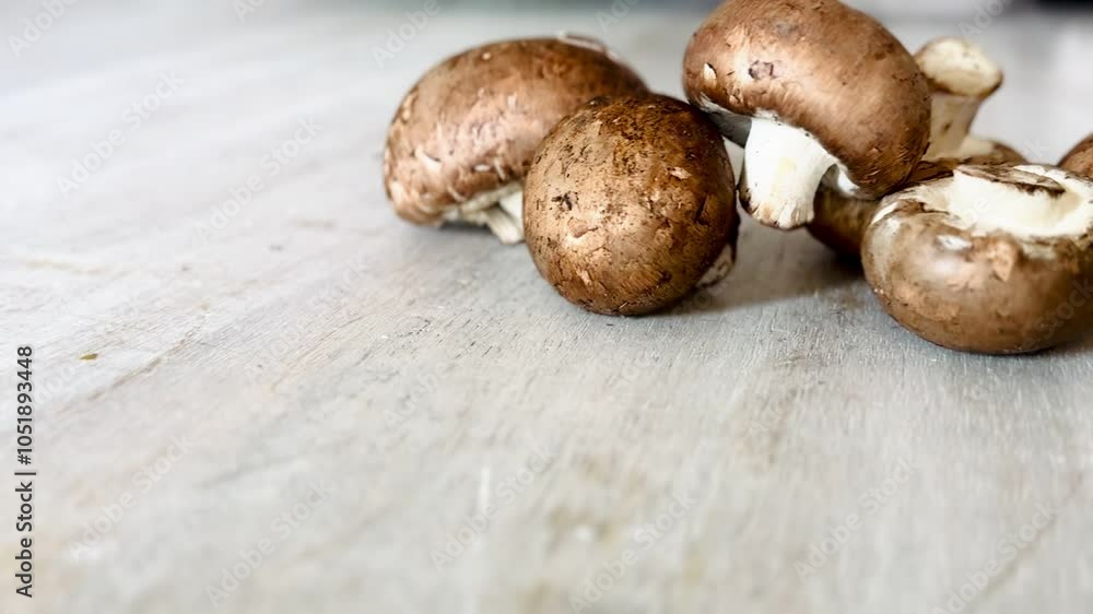 Fresh champignon mushrooms on the table. Fresh champignon mushrooms on the table.