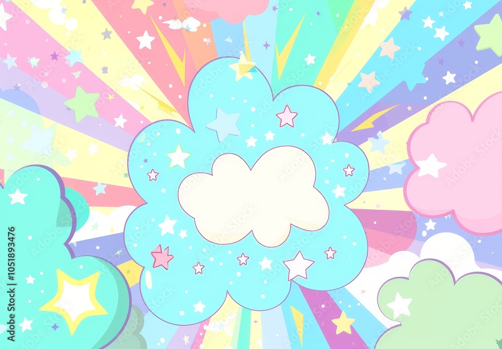 Cute Cartoon Background with Pastel Colors and Cheerful Stars. Cute Cartoon Background with Pastel Colors and Cheerful Stars.
