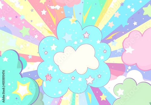 Cute Cartoon Background with Pastel Colors and Cheerful Stars.