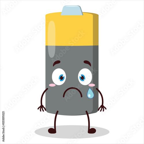 cute nervous expression of battery character
