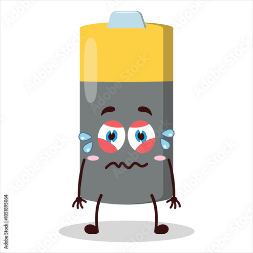 cute upset expression of battery character
