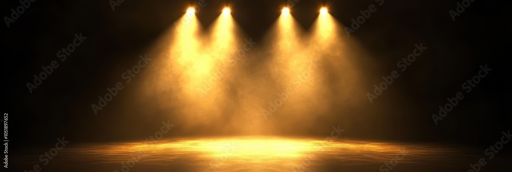 Golden Spotlight Effect on Black Background Golden Spotlight Effect on Black Background