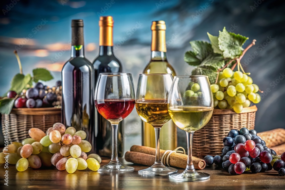 Fototapeta premium Elegant Wine Symbols Collection on White Background for Creative Design Projects