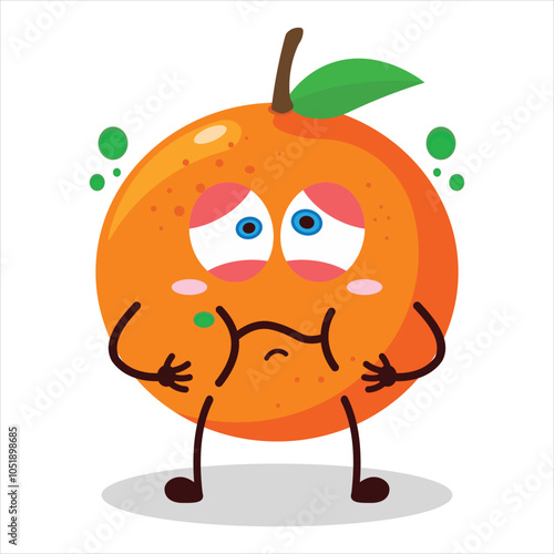 cute sick expression of orange character