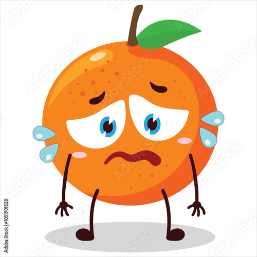 cute depressed expression of orange character