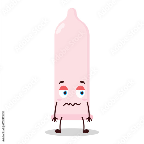 cute nope expression of condom character