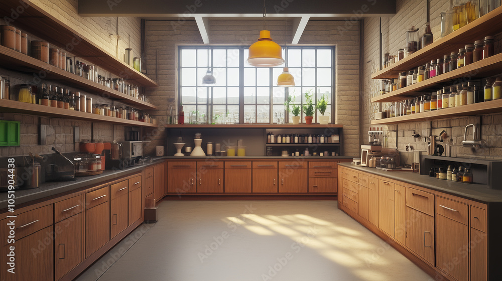 Enchanting Potion Bottle in a Mystic Laboratory Room - 3D Rendering Enchanting Potion Bottle in a Mystic Laboratory Room - 3D Rendering