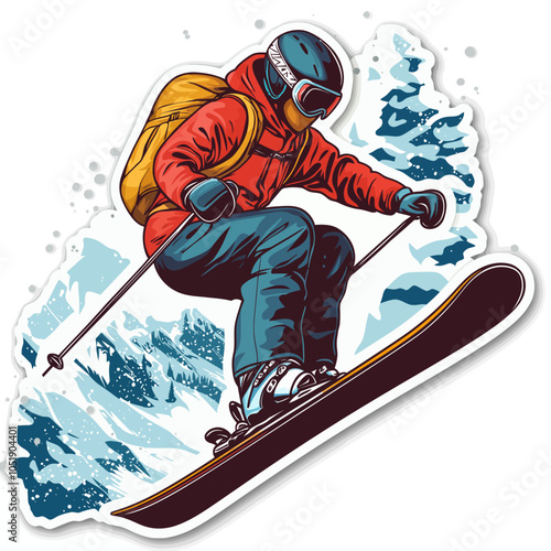 Skiers & Snowboarders Die-Cut Vinyl Stickers