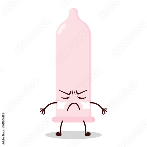 cute mad expression of condom character