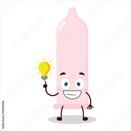 cute creative expression of condom with shiny lamp cartoon character