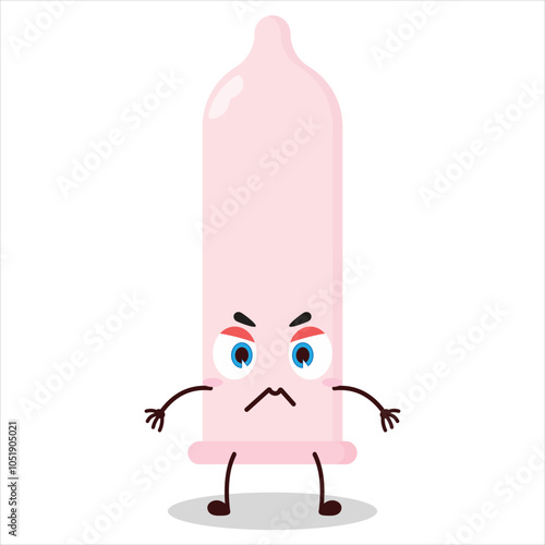 cute irritated expression of condom character