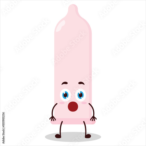 cute shocked expression of condom character