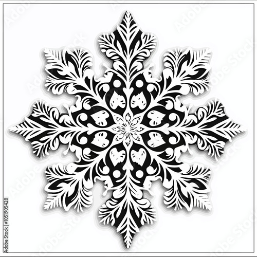 Intricate Snowflake Die Cut Vinyl Design Vector