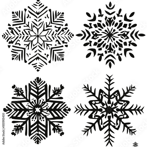 Intricate Snowflake Die Cut Vinyl Design Vector